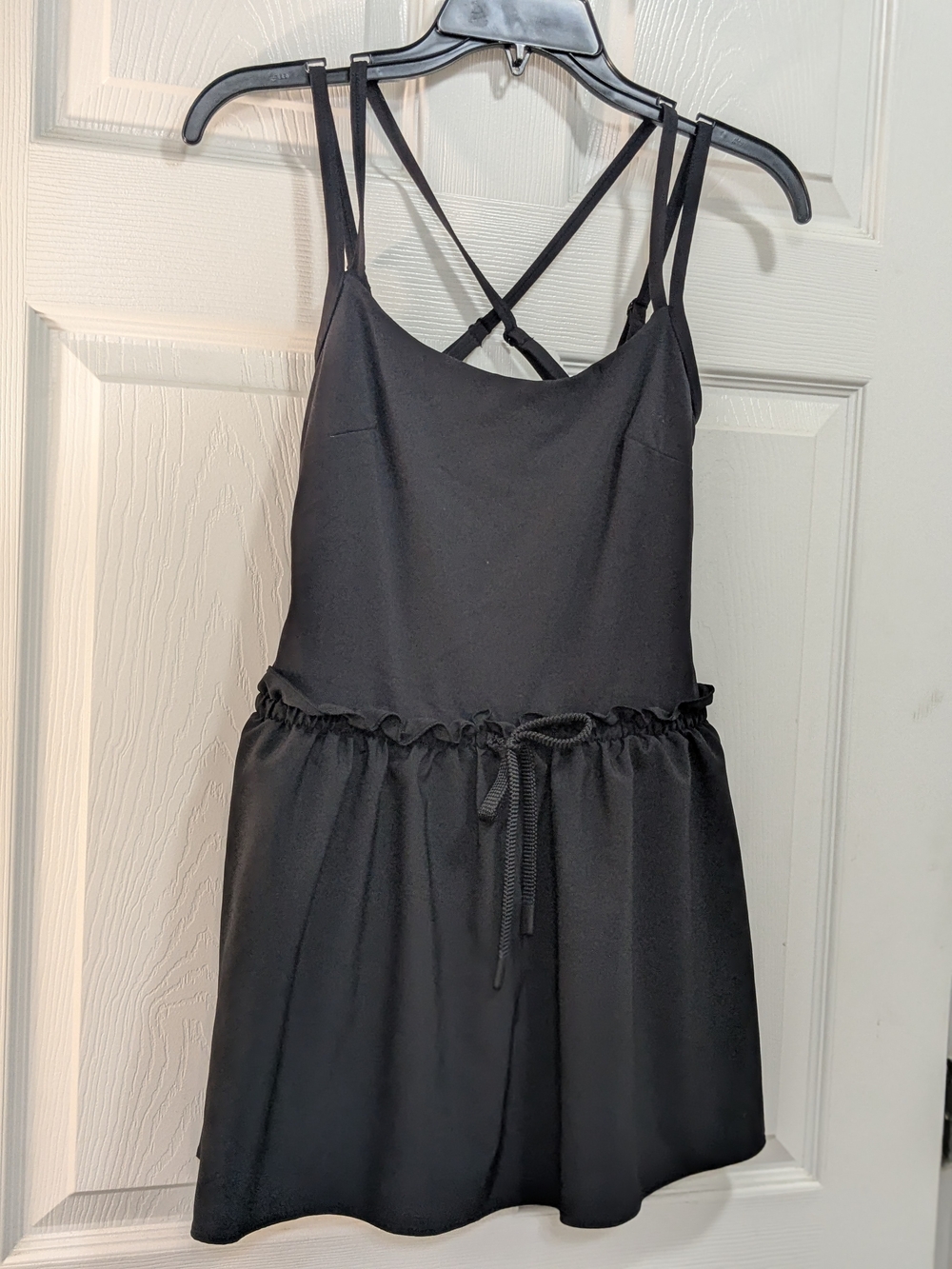 JoyLab Black Strappy Drawstring Romper Dress